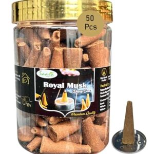 Royal Musk Dhoop Cone, 50 Cones, Incense Cones with Musk Fragrance, Dry Dhoop with Long Lasting Fragrance for Pooja, (Pack of 1)Click to see full viewRoyal Musk Dhoop Cone, 50 Cones, Incense Cones with Musk Fragrance, Dry Dhoop with Long Lasting Fragrance for Pooja