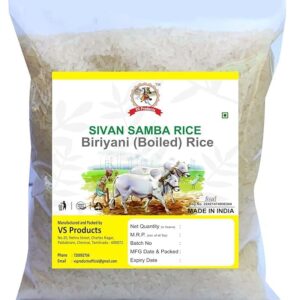 Sivan Samba Biriyani (Boiled) Rice, 1Kg, Hand Pounded Sivan Samba Rice, Traditional Sivan Samba Biriyani (Boiled) Rice