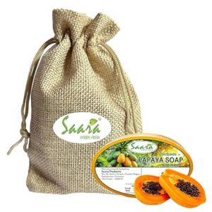 Papaya Handmade Soap, Handmade Herbal Soap for Tan Removal, Bathing soap for Glowing Skin, 100g Each, (pack of 1)
