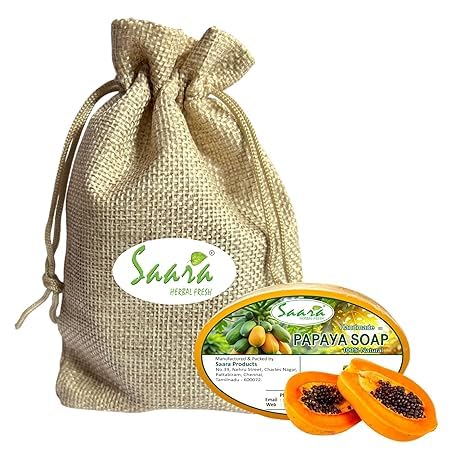 Papaya Handmade Soap, Handmade Herbal Soap for Tan Removal, Bathing soap for Glowing Skin, 100g Each, (pack of 1)
