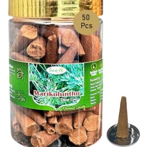 Marikolunthu Dhoop Cone, 50 Cones, Incense Cones with Champa Fragrance, Dry Dhoop Cones for Pooja,