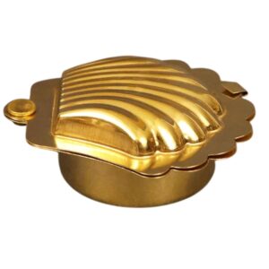 Traditional Handcrafted Brass Thali Haldi kumkum Chandhan Holder Stand Plate with Lid for Pooja/Worship | Shell Shape Brass
