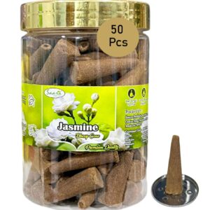 Incense Cones Jasmine Fragrance, 50 Cones, Dry Dhoop Cones for Pooja,