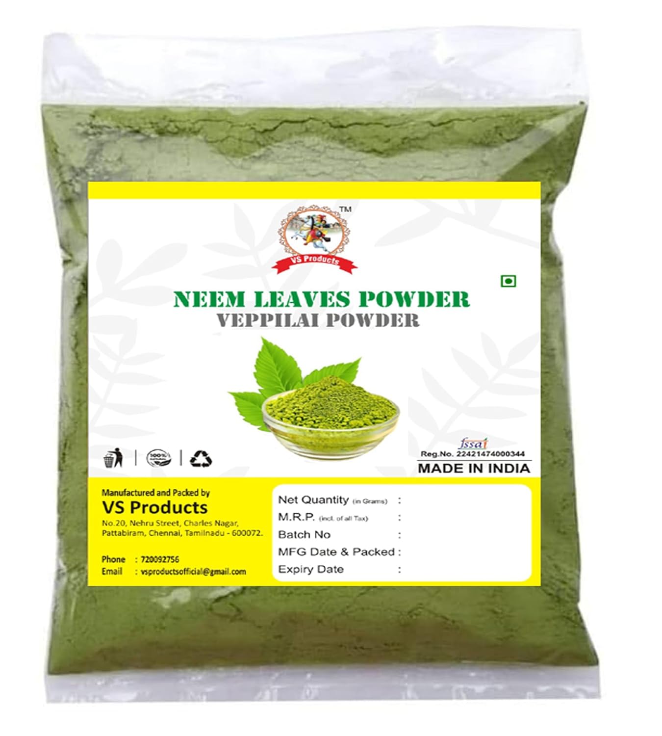 Neem Leaves Powder, 100g, Vembu, Veppa Powder, 100g
