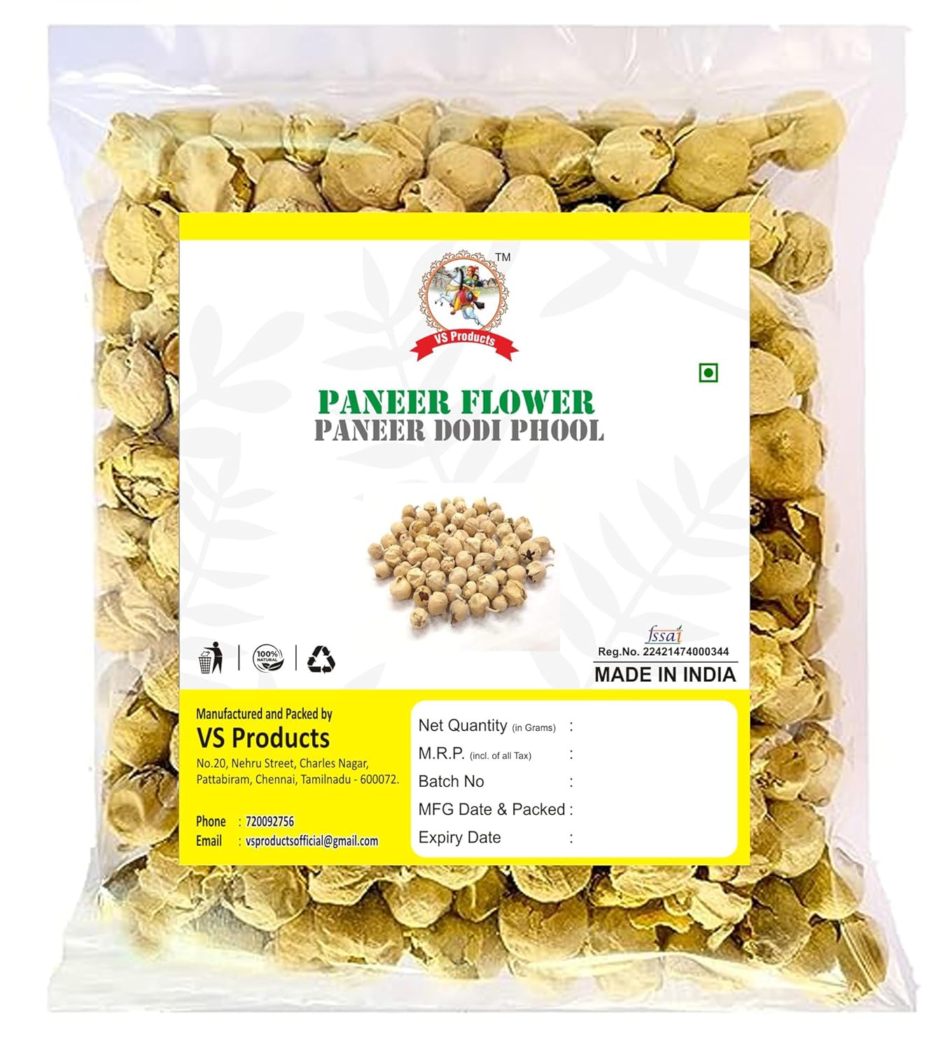 Paneer Dodi 100g, Paneer Flower, Paneer Doda, Paneer Phool Herb For Diabetes