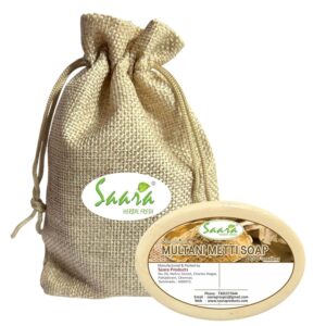 Handmade Herbal Multani Mitti Soap, 90g (Pack of 1) Fuller Earth Clay Soap, For Natural Facial Scrub, Deep Cleansing Soap Bar