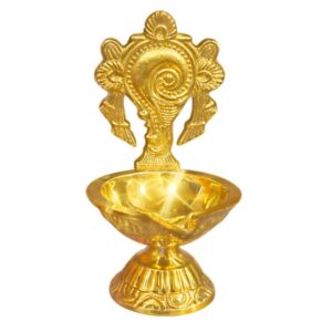 Ethnic Brass Pooja Diya Lamp for Daily Use, Navratri, Diwali & Temple Decoration