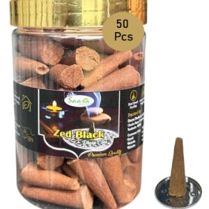 Zed Black Dhoop Cone, 50 Cones, Dasangam Dhoop Cones for Pooja & Havan, Incense Cones