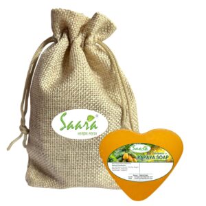 Papaya Soap, Body Tan Removal, Dark Spots and Acne Control, 100g Each, Heart Shape (pack of 1)
