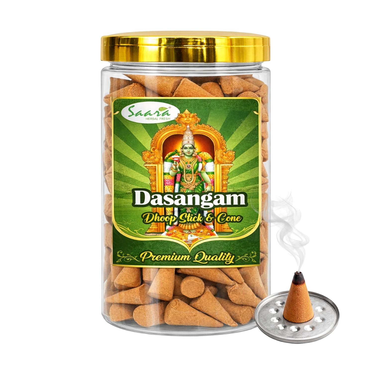 Dasangam Natural Dhoop Cone, 100 Nos | Holder Inside | No Charcoal & Bamboo