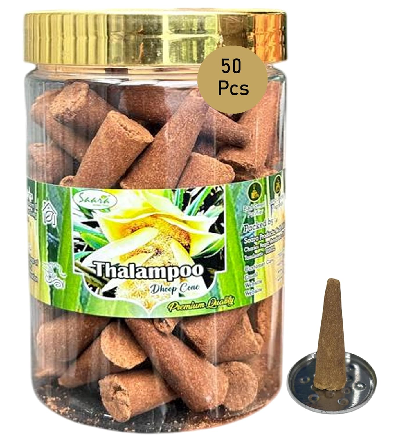Thalampoo Dhoop Cone, 50 Cones, Incense Cones with Thalampoo Fragrance, Dry Dhoop with Long Lasting Fragrance for Pooja