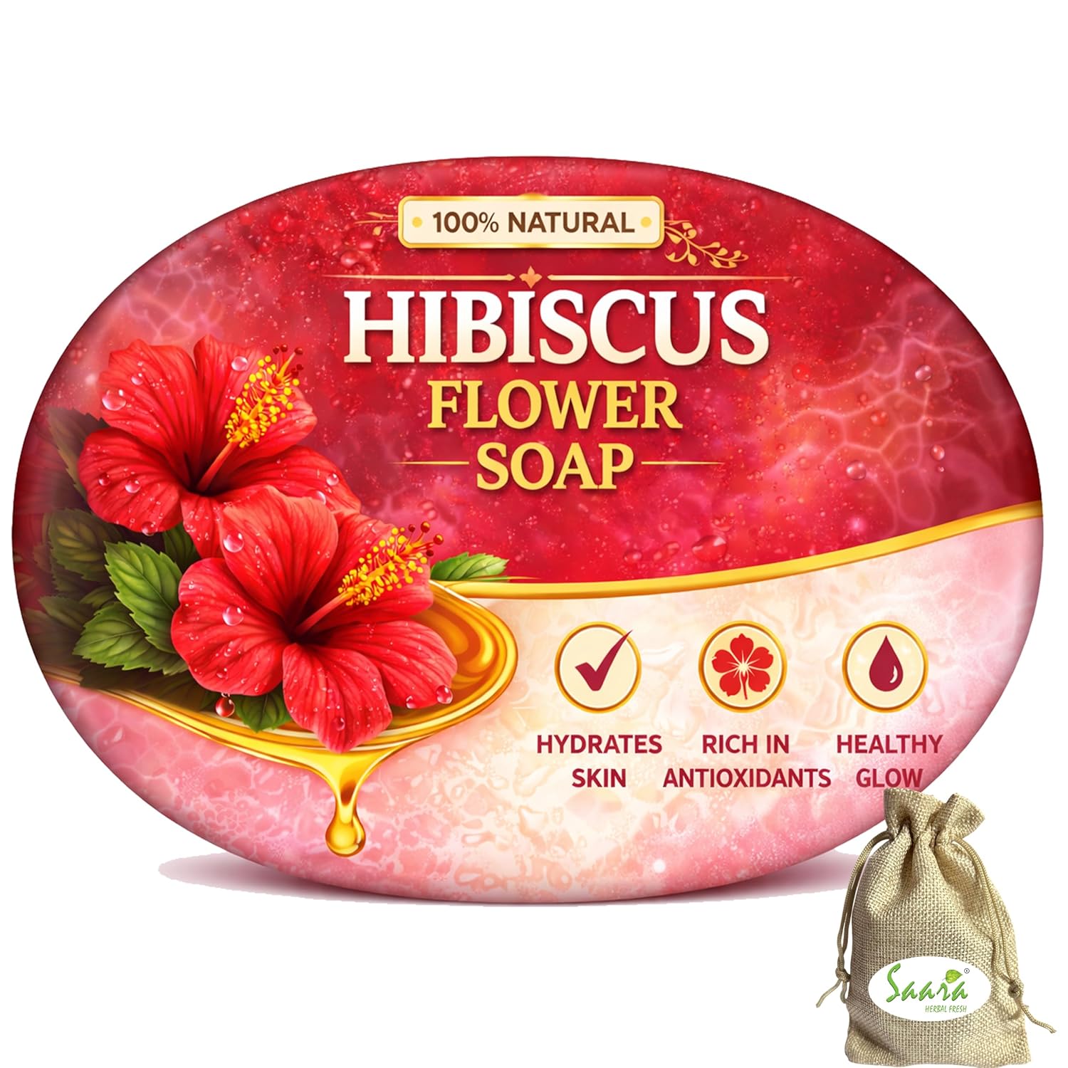 Hibiscus Soap | Herbal Bath Soap for Daily Use | Suitable for Men & Women | 100g