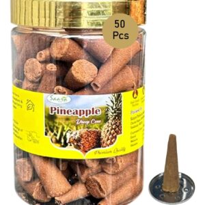 Pineapple Incense Cone, 50 Cones, Dhoop Cones with Pineapple Fragrance, Dry Dhoop Cones for Pooja,