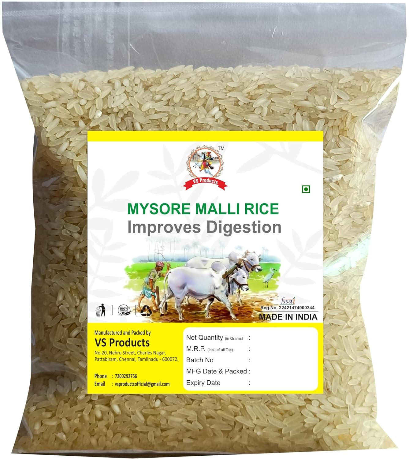 Traditional Mysore Malli Rice (Boiled), 1kg Improves Digestion And Gives Energy To Growing Kids, 1kg