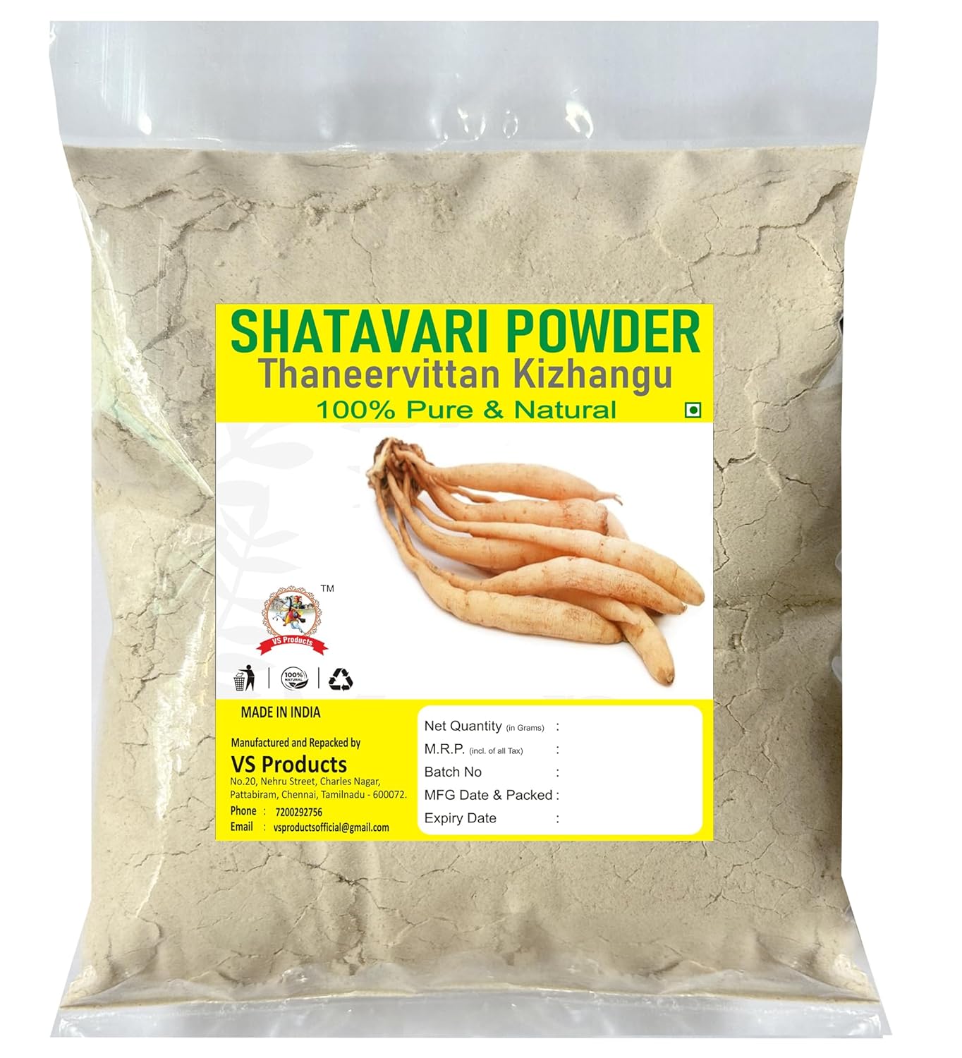 Shatavari Powder, 100g, Thaneervittan Kizhangu, Satamuli Powder, Abiruvu