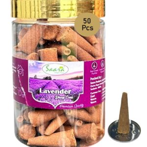 Lavender Dhoop Cone, 50 Cones, Incense Cones with Lavender Fragrance, Dry Dhoop Cones for Pooja