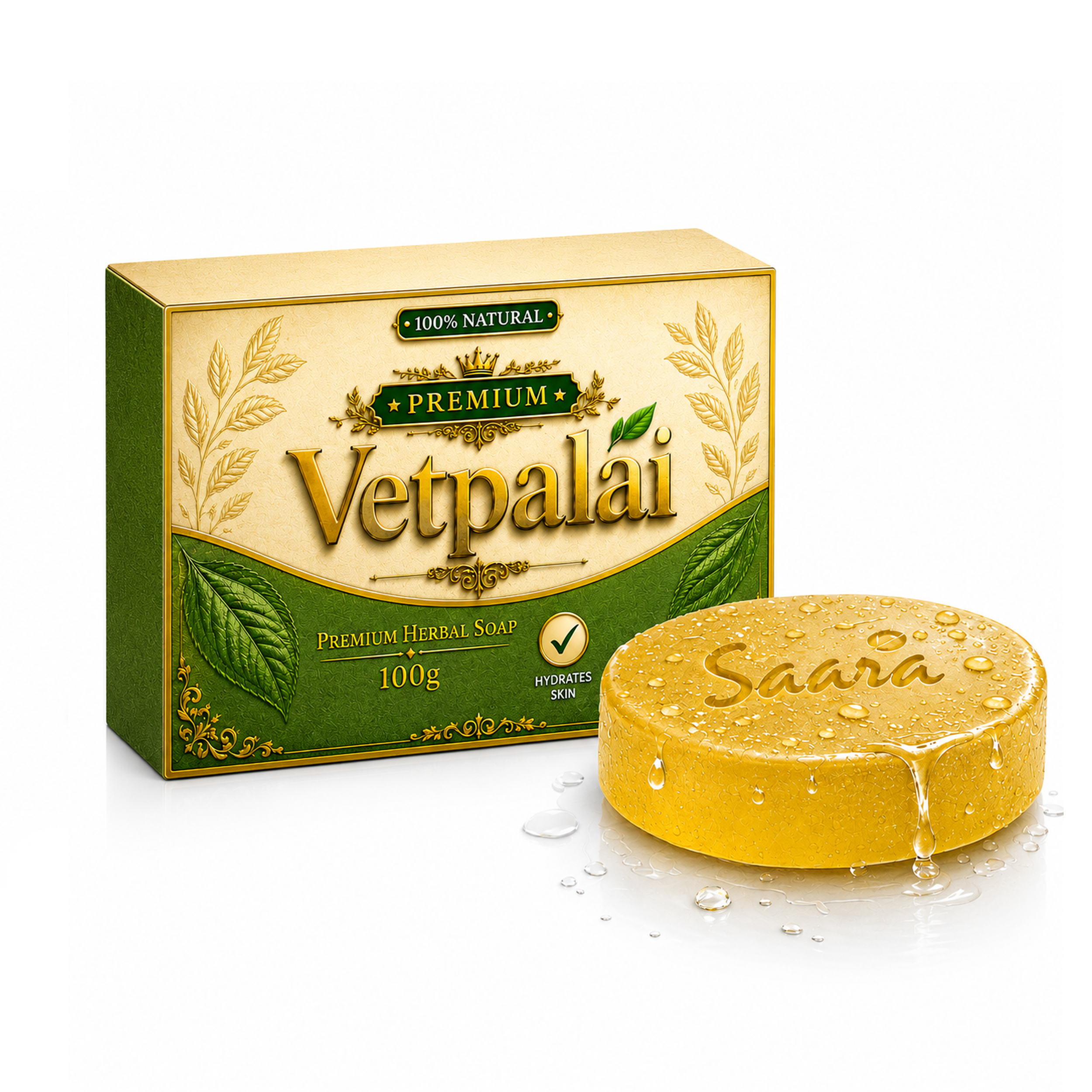 Vetpalai leaf Extract Soap 90g Ayurvedic Bathing Soap | Natural Oils For Healthy & Protected Skin | 100% Vegan