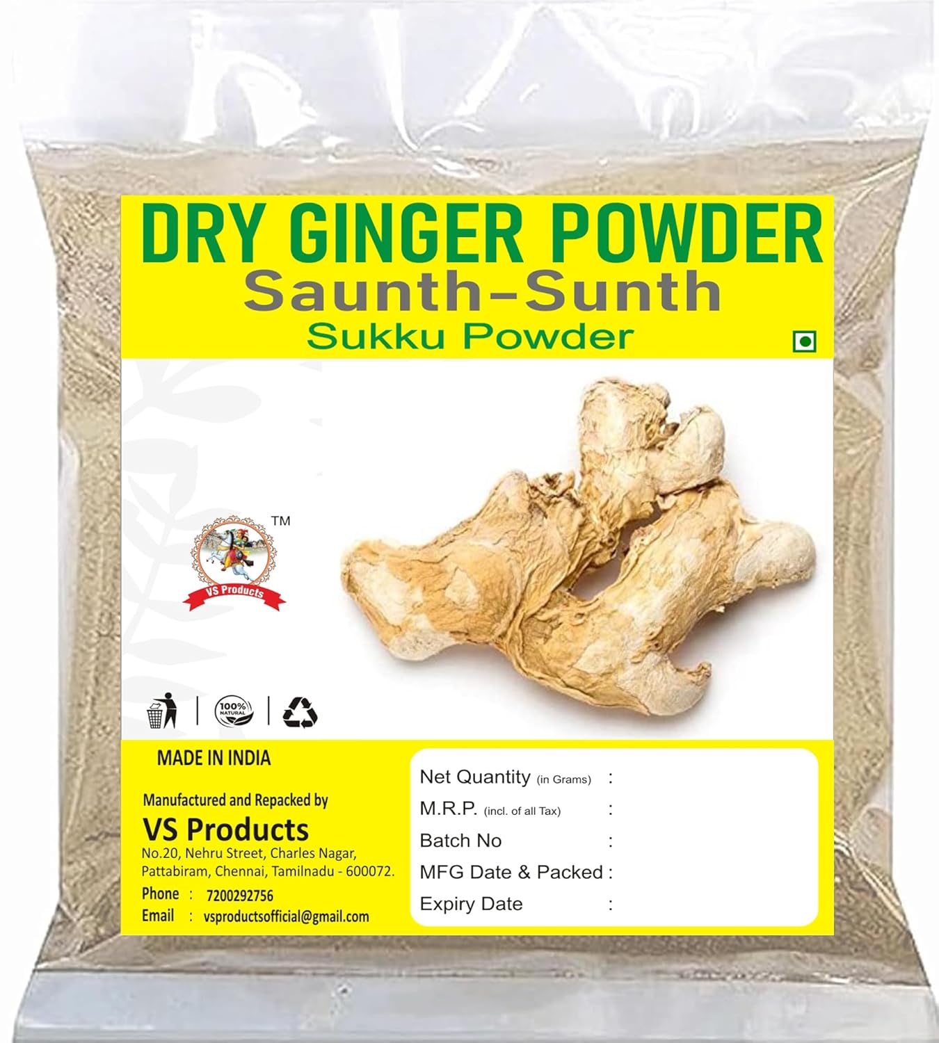 Sukku Powder, 100g, Sonth, Chukku, Sunth, Sabut Saunth, Dry Ginger Powder, Shunthi Churna